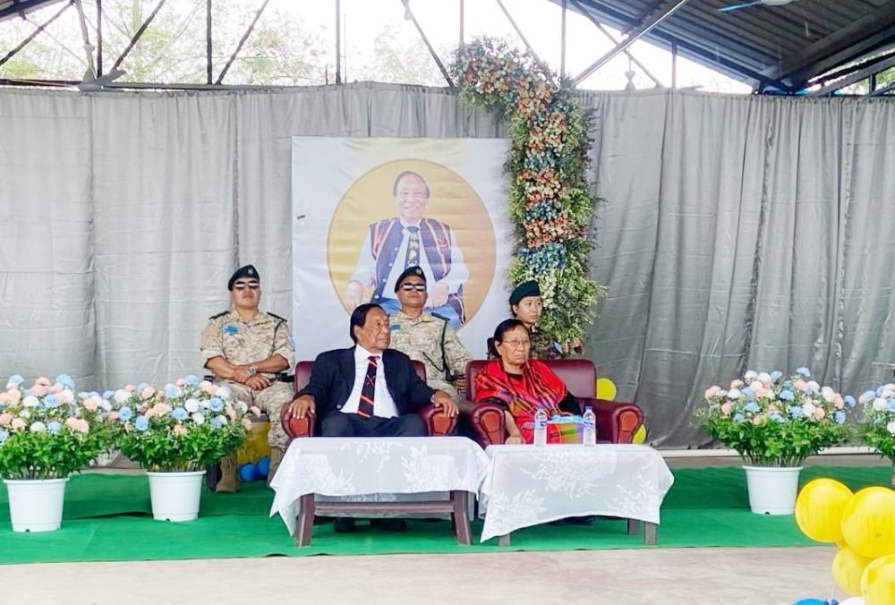 The NSCN (IM)’s Ato Kilonser, Th Muivah with his wife Pakahao Muivah, during the commemoration of his years of service to the Naga movement at the organisation’s Council Headquarters, Camp Hebron, on March 23. (Morung Photo)